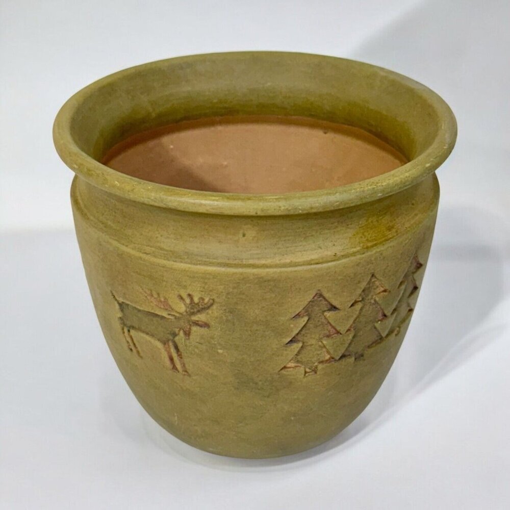 Napco Clay Pottery Vase Flower Pot Planter Rustic Primitive Christmas Decor 7”